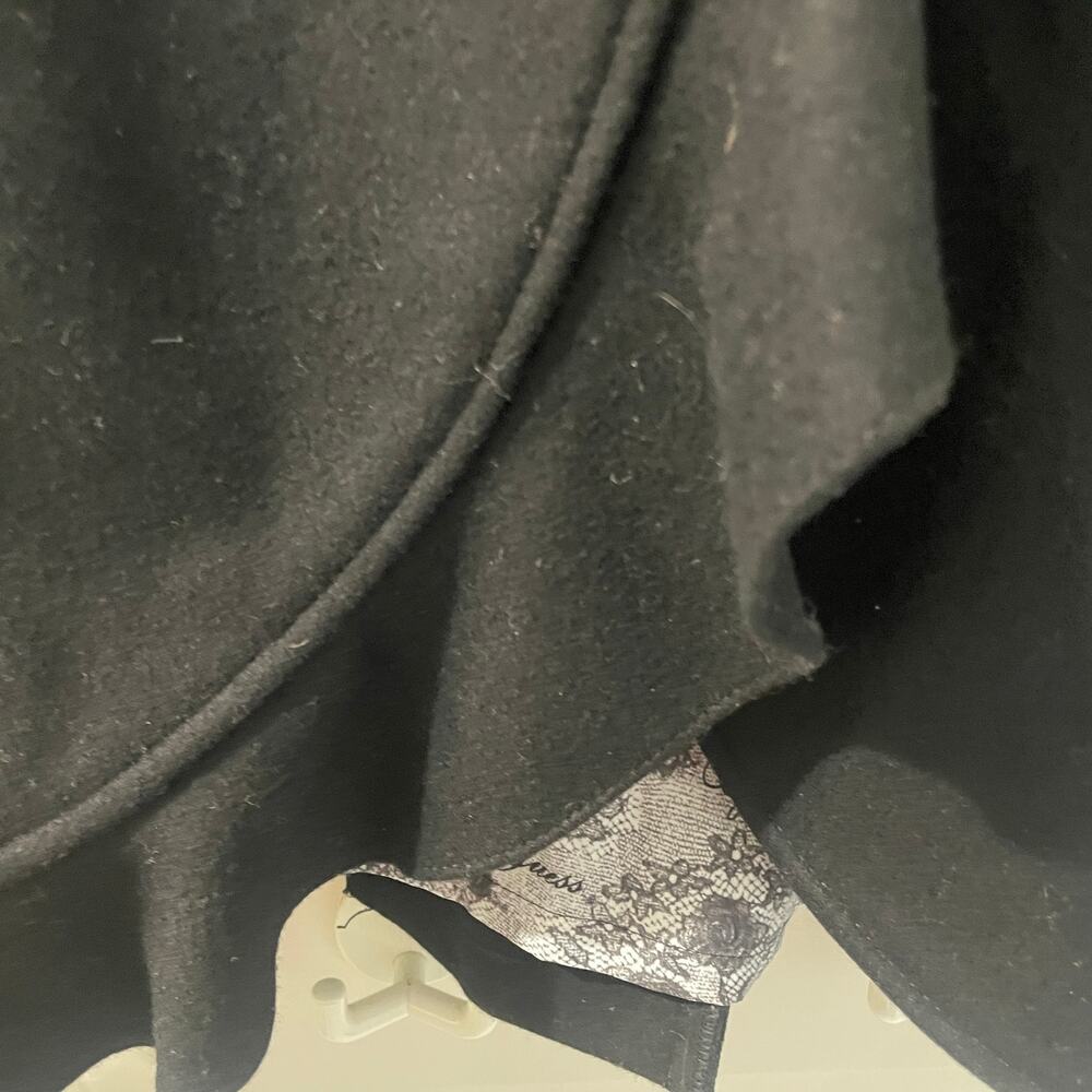 GUESS Black Wool Double Breasted Peacoat with Ruffle Size M - Picture 5 of 15